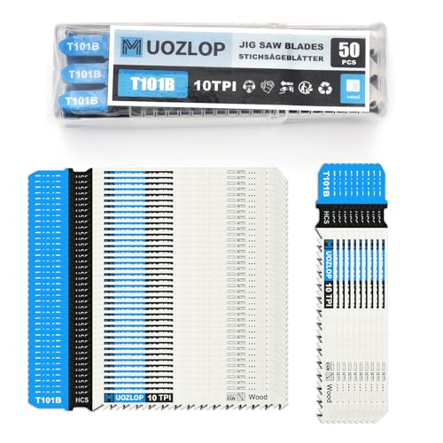 MUOZLOP 50tlgT101B Stichsägeblätter ，T-Schaft Stichsägeblatt Set mit Aufbewahrungskoffer für Holz，sägeblätter stichsäge Zubehör (50tlgT101B) von MUOZLOP