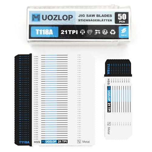 MUOZLOP 50tlgT118A Stichsägeblätter ，T-Schaft Stichsägeblatt Set mit Aufbewahrungskoffer für Metall，sägeblätter stichsäge Zubehör (50tlgT118A) von MUOZLOP