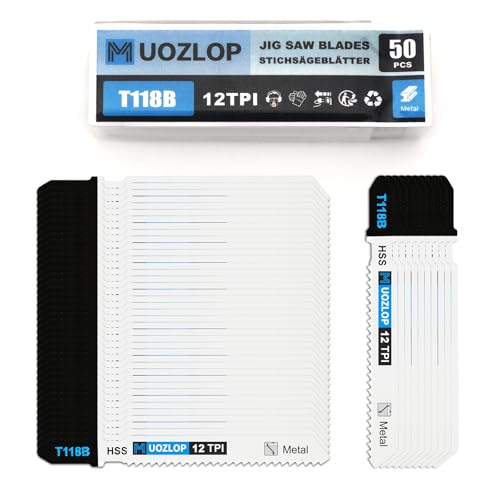 MUOZLOP 50tlgT118B Stichsägeblätter ，T-Schaft Stichsägeblatt Set mit Aufbewahrungskoffer für Metall，sägeblätter stichsäge Zubehör (50tlgT118B) von MUOZLOP