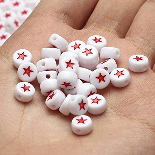 4*7mm gemischter Buchstabe Bunte Acrylperlen Runde flache Alphabet Abstandsperlen für Handschmuckherstellung Diy Armband Halskette-4x7mm Roter Stern, 100 Stück 4*7mm gemischter Buchstabe Bunte Acrylperlen Runde flache Alphabet Abstandsperlen für Handschmuckherstellung Diy Armband Halskette-4x7mm Roter Stern, 100 Stück von MUPUKKR