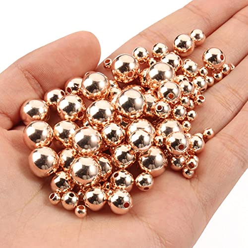 Großhandel 3 4 6 8 10 12mm 30-500pcs Gold Metal Plated Round Seed Spacer Lose Perlen Für Schmuckherstellung DIY-Roségold, 12mm 30pcs von MUPUKKR