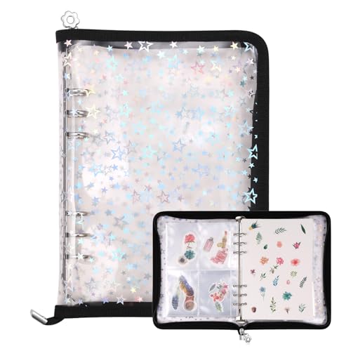 MUROAD 4 in 1 Sticker Storage Organizer, A5 Sticker Collecting Book Album Holder Binder with 140 Pockets Sleeves and 20 Sheets Reusable Release Paper (Black) von MUROAD