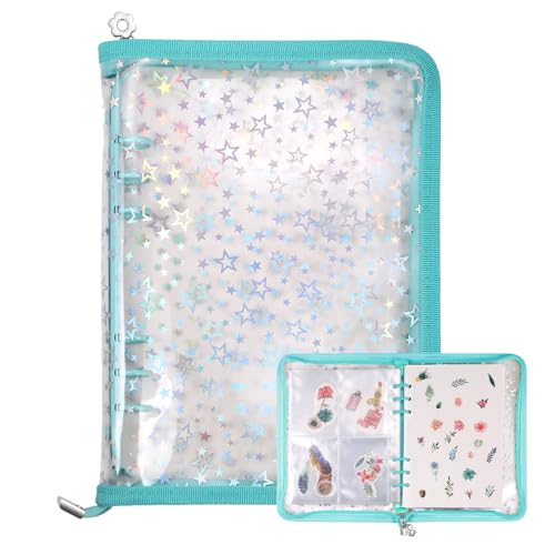 MUROAD 4 in 1 Sticker Storage Organizer, A5 Sticker Collecting Book Album Holder Binder with 140 Pockets Sleeves and 20 Sheets Reusable Release Paper (Cyan) von MUROAD