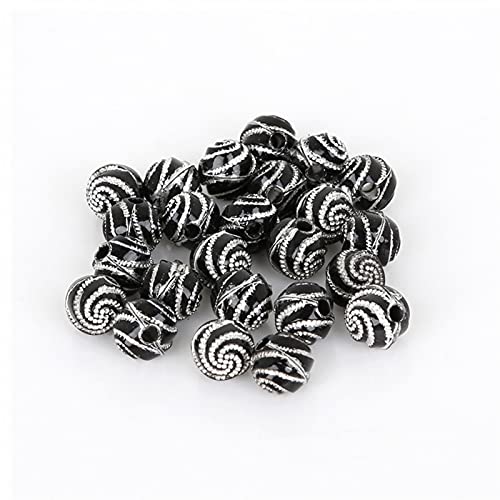 MURUI QZX1 100 Teile/los 8mm Bunte Strass Acryl Perlen Runde Spiralmuster Perlen für DIY Handwerk Scrapbook Dekoration YC0416 (Color : 1) von MURUI