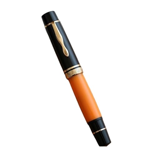 MURVE Kolbenharz-Füllfederhalter #6, #8 EF/F/M Feder, Messing-Kolbensystem, große Kapazität, Tinte, Schreiben, Geschenkstift (Orange, Nr. 8 M) von MURVE