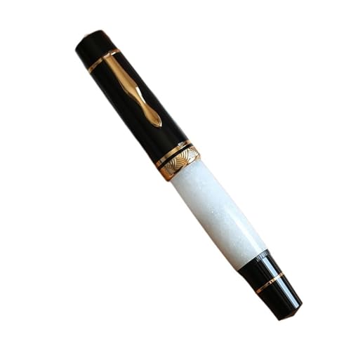 MURVE Kolbenharz-Füllfederhalter #6, #8 EF/F/M Feder, Messing-Kolbensystem, große Kapazität, Tinte, Schreiben, Geschenkstift (Weiß, Nr. 6 M) von MURVE