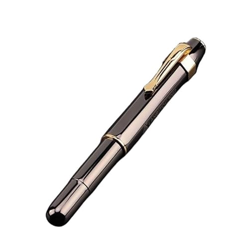 MURVE Mini-Füllfederhalter aus Messing, Vintage-Stil, kurz, mit freiliegender oder kapuze Feder, für Büro, Schule, Schreibwaren, tragbare Tintenstifte (02, F (freiliegende Feder) von MURVE