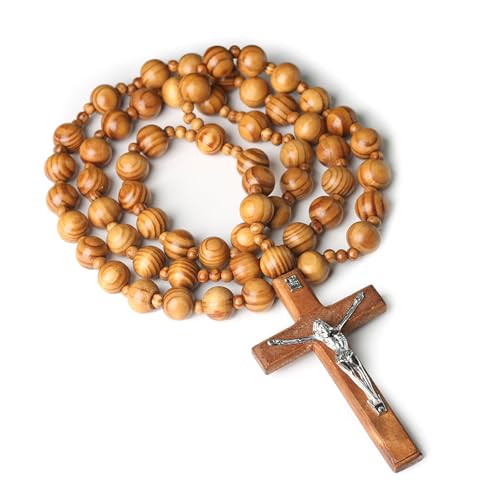 MURYE Große Holzperlen-Rosenkranzkette mit Kreuzen, Wandbehang, katholisch, religiöses Ornament für Zuhause, spirituelles Geschenk, Holz-Rosenkranz, Wanddisplay MURYE Große Holzperlen-Rosenkranzkette mit Kreuzen, Wandbehang, katholisch, religiöses Ornament für Zuhause, spirituelles Geschenk, Holz-Rosenkranz, Wanddisplay von MURYE