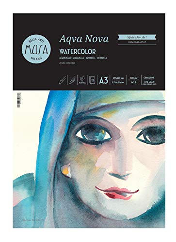 MUSA Belle Arti CWR Album für Aquarell, A3, 12 Blatt, 300 g, feine Körnung, reine Zellulose von MUSA