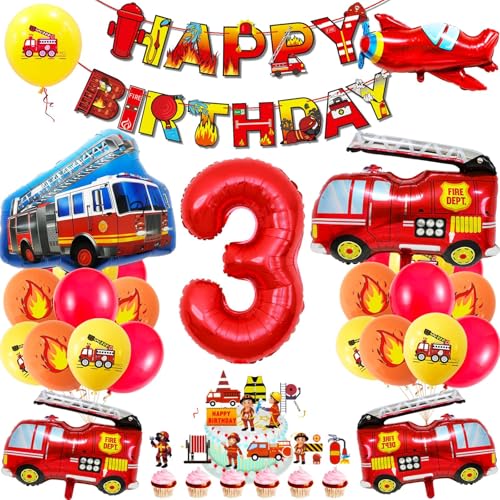 Feuerwehrauto-Party-Dekoration, 3 Jahre alt, Geburtstagsparty-Ballons, Feuerballon, Jumbo-LKW-Ballon für Lagerfeuer, Jagd, Dekoration, Rettungsthema, Feuerwehr-Zubehör Feuerwehrauto-Party-Dekoration, 3 Jahre alt, Geburtstagsparty-Ballons, Feuerballon, Jumbo-LKW-Ballon für Lagerfeuer, Jagd, Dekoration, Rettungsthema, Feuerwehr-Zubehör von MUSELK