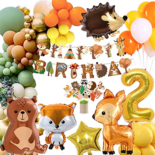 2 Geburtstag Junge Mädchen,Dschungel Geburtstagsdeko 2 Jahr Junge,Kindergeburtstag Deko mit Waldtiere Dschungel Luftballons,Happy Birthday Deko für Geburtstag,Safari deko,Babyshower von MUSELK