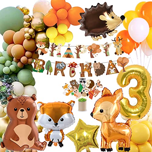 3 Geburtstag Junge Mädchen,Dschungel Geburtstagsdeko 3 Jahr Junge,Kindergeburtstag Deko mit Waldtiere Dschungel Luftballons,Happy Birthday Deko für Geburtstag,Safari deko,Babyshower von MUSELK