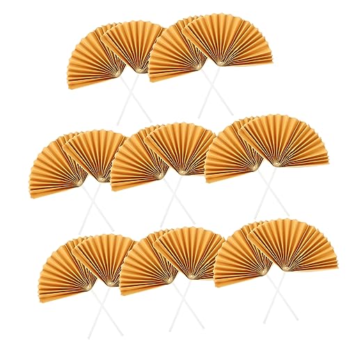 MUSISALY 16 Stück Teiliges Papierfächer Cake Topper in Gold Kreative Cupcake Dekoration für Geburtstagstorten Einzigartige Tortendeko für Hochzeiten und Party Festliche Kuchen Picks für von MUSISALY
