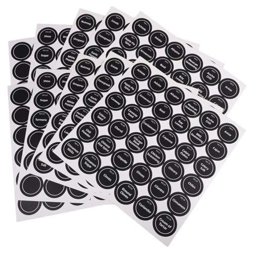 MUSISALY 20 Blatt Teiliges Set Selbstklebende Wasserdichte Gewürzetiketten Rund Vorbedruckt Fade Resistent Abwischbar Schwarze Etiketten für Küchengewürzgläser und Vorratsdosen Praktische MUSISALY 20 Blatt Teiliges Set Selbstklebende Wasserdichte Gewürzetiketten Rund Vorbedruckt Fade Resistent Abwischbar Schwarze Etiketten für Küchengewürzgläser und Vorratsdosen Praktische von MUSISALY