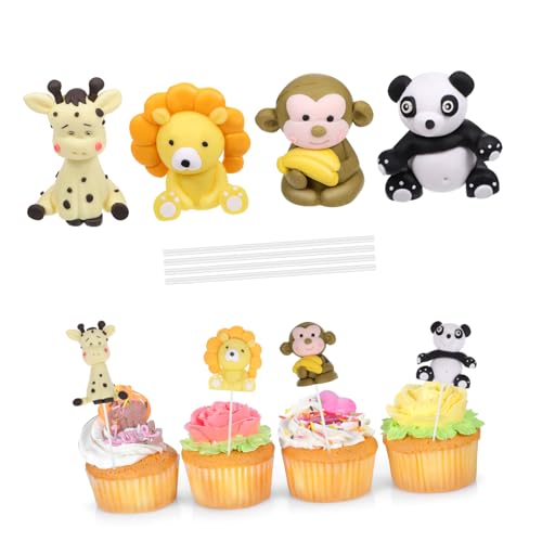 MUSISALY Kuchenspieße Mit Tieren 4 Stück Set Mit Panda Giraffe Dschungelmotiv Kuchendekoration Für Kinder MUSISALY Kuchenspieße Mit Tieren 4 Stück Set Mit Panda Giraffe Dschungelmotiv Kuchendekoration Für Kinder von MUSISALY