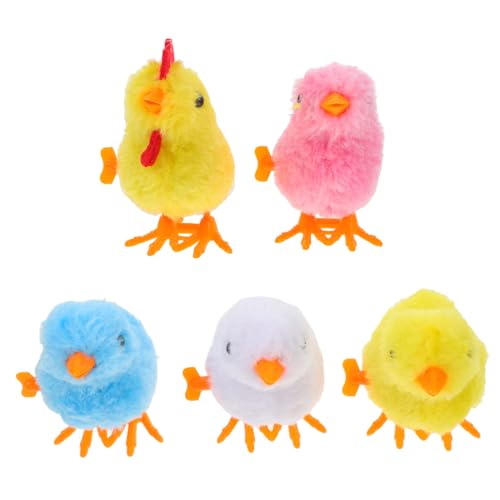 MUSISALY 5 Stück Teiliges Realistisches Plüsch hühnchen Batteriefreies Aufziehspielzeug für Kleinkinder Weiches Kuscheltier Springendes Huhn als Frühlings mitgebsel und von MUSISALY