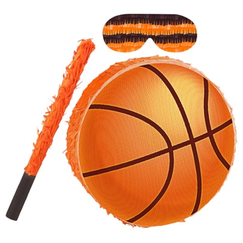 MUSISALY Basketball Pinata Geburtstag Party Deko mit Stab und Augenbinde Bunte Sport-mottoparty aus Pappe mit Robustem Aufhängehaken Lustiges Partyspiel für Jungen und Mädchen von MUSISALY