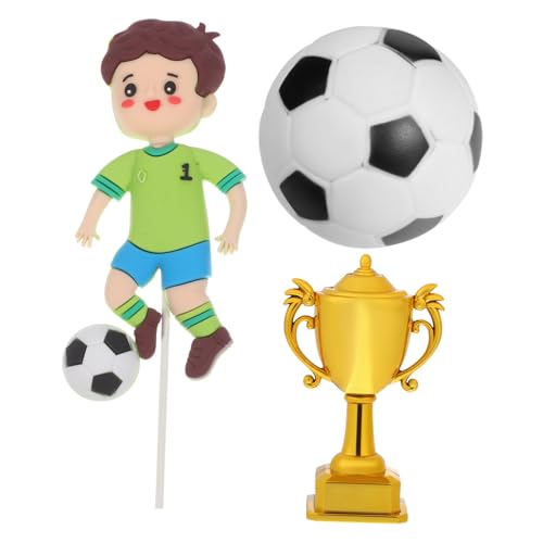 MUSISALY Fußball Geburtstag Party Dekoration Wiederverwendbare Trophäe und Fußball Cake Topper Vielseitig Einsetzbar für Verschiedene Tortengrößen Einfache Installation von MUSISALY