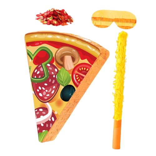 MUSISALY Pizza Piñata mit Stick Augenbinde und Konfetti Lustiges Lebensmittel Spiel für Kindergeburtstag und Babyparty Pizzastück Dekoration und Partygeschenk Einfach Aufhängbar und Diy MUSISALY Pizza Piñata mit Stick Augenbinde und Konfetti Lustiges Lebensmittel Spiel für Kindergeburtstag und Babyparty Pizzastück Dekoration und Partygeschenk Einfach Aufhängbar und Diy von MUSISALY