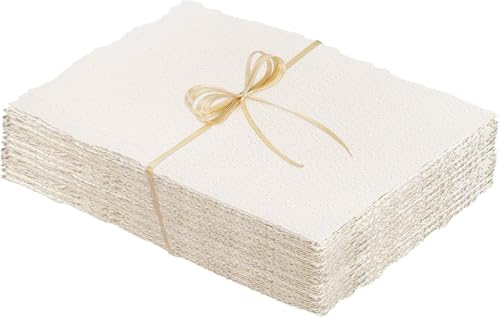 300GSM Büttenpapier, 17,8x12,7cm, Handgeschöpftes Papier Aquarellpapier Strukturpapier Dickes Papier für Gemälde Einladungen Briefe Handwerke (25 Blätter) von MUSLONG