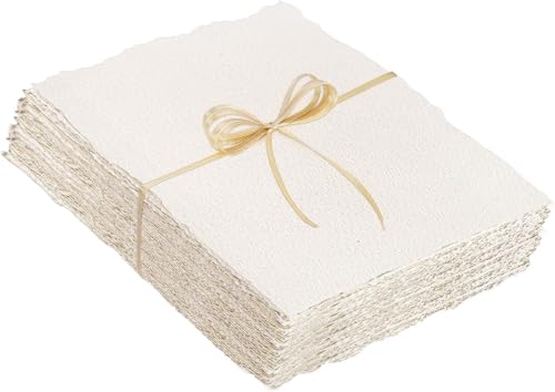 300GSM Büttenpapier, 20,32x15,24cm, Handgeschöpftes Papier Aquarellpapier Strukturpapier Dickes Papier für Gemälde Einladungen Briefe Handwerke (25 Blätter) von MUSLONG