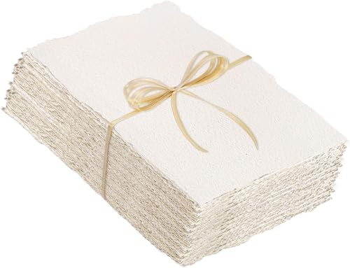 300GSM Büttenpapier, 8,89x5,08cm, Handgeschöpftes Papier Aquarellpapier Strukturpapier Dickes Papier für Gemälde Einladungen Briefe Handwerke (25 Blätter) von MUSLONG