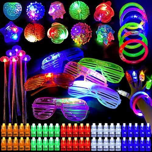78 Stück Partyzubehör für Kinder LED-Leuchtspielzeug, 3–12 Jungen Mädchen leuchten im Dunkeln, Geburtstagsgeschenke Zubehör für Kinder Preise, Box Halloween Spielzeug von MUSUNFE