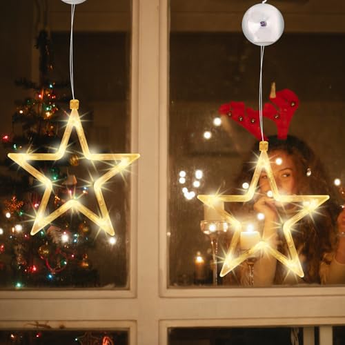 MUSUNIA Stern Lichterkette,2 Stück 10 LED Fenster Lichterkette Batteriebetriebene mit Saugnäpfe,Weihnachts deko Warmweiß Weihnachtsstern Innen für Weihnachts Deko MUSUNIA Stern Lichterkette,2 Stück 10 LED Fenster Lichterkette Batteriebetriebene mit Saugnäpfe,Weihnachts deko Warmweiß Weihnachtsstern Innen für Weihnachts Deko von MUSUNIA