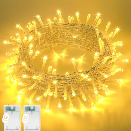 MUSUNIA lichterkette batterie außen Timer 5M 50 LED lichterkette außen batterie, IP65 Wasserdicht Warmweiß Lichterkette Innen für Weihnachten, Schlafzimmer, Party, Hochzeit（2 Stück） von MUSUNIA