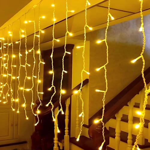 MUSUNIA lichtervorhang innen Lichterkette USB 1X1M 100led lichterkette, Lichtervorhang Fenster für Schlafzimmer Fenster Party (warmweiß) von MUSUNIA