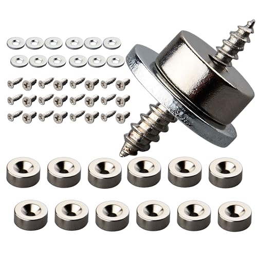 MUTUACTOR Starke Magnetbefestigung, Magnetverschluss, Türriegel oder Werkzeughalter, 12 * 5 Magnet, Neodym-Loch mit Schrauben, starker Magnet für Innen und Außen（12pc) von MUTUACTOR