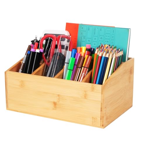 MUUKAIII 6 Fächer Schreibtisch-Organisator aus Bambus - Stiftebox, Schreibtischablage - Büro-Organisation,Stiftehalter aus Bambus für Schreibtisch,Multifunktionale Aufbewahrung von Schreibwaren MUUKAIII 6 Fächer Schreibtisch-Organisator aus Bambus - Stiftebox, Schreibtischablage - Büro-Organisation,Stiftehalter aus Bambus für Schreibtisch,Multifunktionale Aufbewahrung von Schreibwaren von MUUKAIII