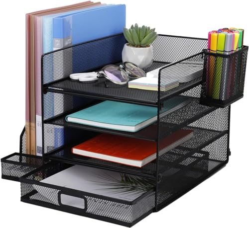 MUUKAIII Mesh Design Schreibtischablage für A4 Dokument,3Ebenen Dokumentenablagen,1Kleinteile-Organizer und 1 Stiftehalter,Schreibtisch Netz Ablagefächer Organizer mit für Büro bedarf Dokumentenablage MUUKAIII Mesh Design Schreibtischablage für A4 Dokument,3Ebenen Dokumentenablagen,1Kleinteile-Organizer und 1 Stiftehalter,Schreibtisch Netz Ablagefächer Organizer mit für Büro bedarf Dokumentenablage von MUUKAIII