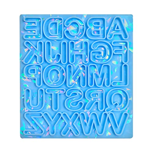 MUUYYI Holografische Alphabet-Form, Anhänger, Silikonform, glänzend, Buchstabenform, Ohrringe, Schlüsselanhänger, Kristall, Epoxidharz, Dekoration von MUUYYI