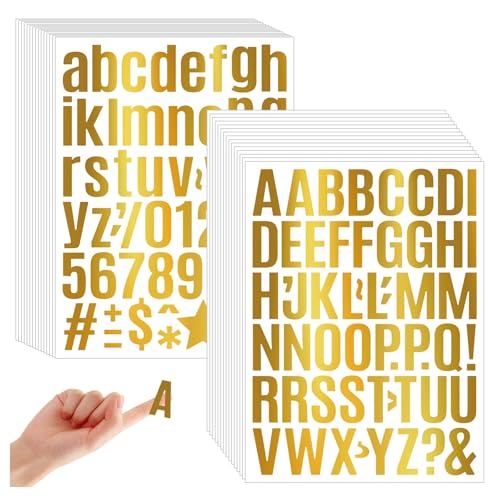 MUWINC 1 Zoll Gold Glitzer Block Buchstaben Aufkleber - 1600 Stück Selbstklebendes Set, Zum Dekorieren Und Beschriften Von Gegenständen MUWINC 1 Zoll Gold Glitzer Block Buchstaben Aufkleber - 1600 Stück Selbstklebendes Set, Zum Dekorieren Und Beschriften Von Gegenständen von MUWINC