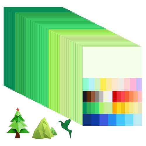 MUWINC Grün Tonpapier A4 Bunt - 35 Blatt Farbverlauf Karton (230g/m²) Für Heimwerkerprojekte Zu Hause Oder in Der Schule von MUWINC