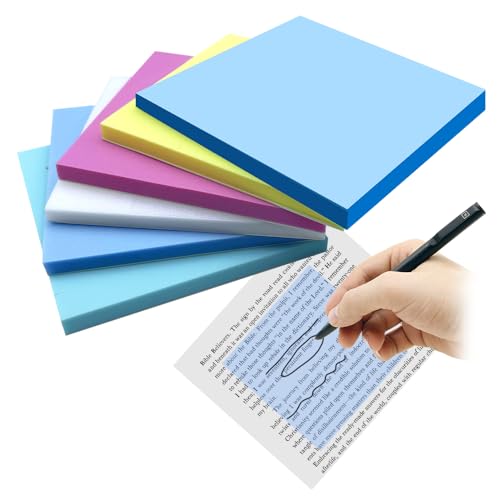 MUWINC Transparent Sticky Notes-300 Sticky Notes Wasserdicht,Blätter Buch Zubehör,Für Von Bürodokumenten Oder Büchern(75×75 mm,5 Farbens) von MUWINC