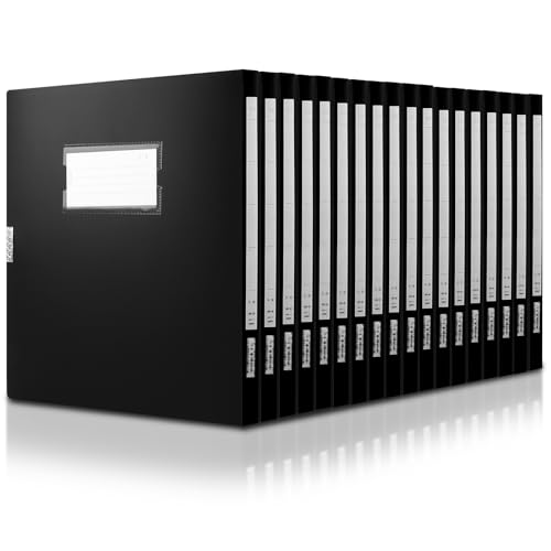 MUXHEL 18 Stück Sammelboxen, Sammelbox A4, A4 Archivbox, Archiv-Schachtel, Schwarz Aktenboxen, Dokumentenbox aus Kunststoff, Aktenordner für Büro, Zuhause und Schule, Schwarz von MUXHEL