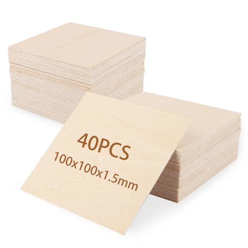 MUXHEL 40er-Set 1.5mm Lindenholz, 100 x 100mm Sperrholzplatten, Bastelholz Holzplatte, Holzplatten zum Basteln, Sperrholz für Laserprojekte, DIY Modell, Kunst und Handwerk, Gemälde MUXHEL 40er-Set 1.5mm Lindenholz, 100 x 100mm Sperrholzplatten, Bastelholz Holzplatte, Holzplatten zum Basteln, Sperrholz für Laserprojekte, DIY Modell, Kunst und Handwerk, Gemälde von MUXHEL