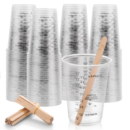 MUXHEL 75 Stück Epoxidharz Mischbecher, 240ml Lackmischbecher, mischbecher mit 75 Stück Mischstäbchen, messbecher klein, für Flüssigkeiten, Mischen Von Harz, Farbe, Pigment, Kochen von MUXHEL