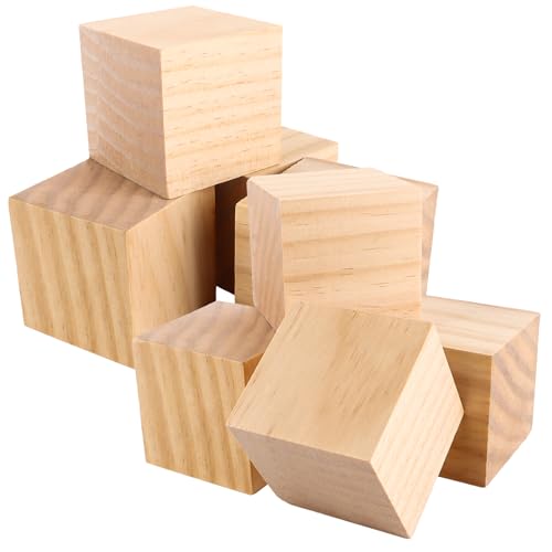 MUXHEL 8 Stück Holzwürfel 7cm, Holzklötze, Holzklötzchen zum Basteln, Natürliche Holzblöcke, Holzwürfel Blanko, quadratische Holzblöcke, für Handwerk, Schnitzerei und DIY-Projekte MUXHEL 8 Stück Holzwürfel 7cm, Holzklötze, Holzklötzchen zum Basteln, Natürliche Holzblöcke, Holzwürfel Blanko, quadratische Holzblöcke, für Handwerk, Schnitzerei und DIY-Projekte von MUXHEL