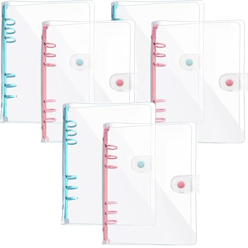 MUXHEL A5-Ringbuchordner aus transparentem PVC, A5-Ringbuchordner mit Druckknopfverschluss, nachfüllbar, wasserdicht, A5, 6 Ringbücher, Schutz für Zuhause, Schule und Büro, Blau + Rosa, 6 Stück MUXHEL A5-Ringbuchordner aus transparentem PVC, A5-Ringbuchordner mit Druckknopfverschluss, nachfüllbar, wasserdicht, A5, 6 Ringbücher, Schutz für Zuhause, Schule und Büro, Blau + Rosa, 6 Stück von MUXHEL