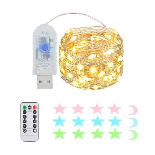 1 Stück LED Lichterkette, 100LED 10M / 34Ft 8 Modi USB lichterkette außen/innen Wasserdichte mit Fernbedienung für Schlafzimmer, Hof, Hochzeit, Weihnachten, DIY etc (Warmweiß) von MUXIJIA