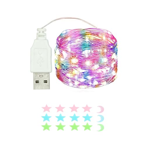 1 Stück LED Lichterkette, 30LED 3M / 10Ft USB lichterkette außen/innen Wasserdichte für Schlafzimmer, Hof, Hochzeit, Weihnachten, DIY etc (Vierfarbig) von MUXIJIA