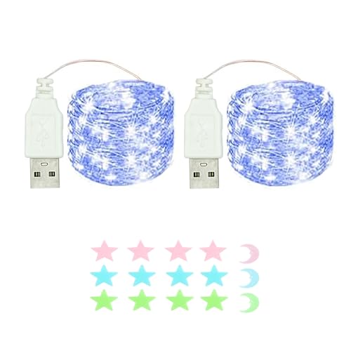 2 Stück LED Lichterkette, 30LED 3M / 10Ft USB lichterkette außen/innen Wasserdichte für Schlafzimmer, Hof, Hochzeit, Weihnachten, DIY etc (blau) von MUXIJIA