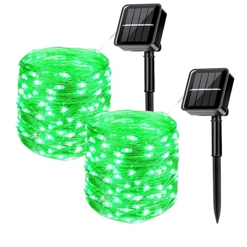 MUXIJIA 2 Stück Solar-Lichterketten für den Außenbereich, 7M / 23Ft 50 LEDS-wasserdichte Lichterketten 8-Modus-Solar-Lichterketten zum Dekorieren von Garten, Terrasse, Hof, Party (Grün) von MUXIJIA