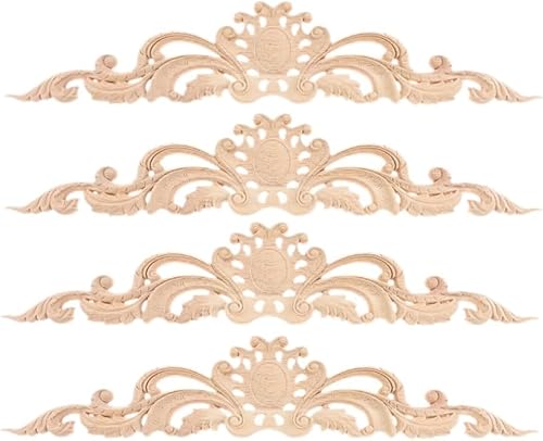 Holzapplikation, lange Rose, dekorativ, unlackiert, geschnitzte Aufkleber, Holzschnitzerei, Dekoration für Möbel, DIY, Wand, Bett, Schrank, Kamin, Kaminsims, 40 x 8 cm, 4 Stück Holzapplikation, lange Rose, dekorativ, unlackiert, geschnitzte Aufkleber, Holzschnitzerei, Dekoration für Möbel, DIY, Wand, Bett, Schrank, Kamin, Kaminsims, 40 x 8 cm, 4 Stück von MUXSAM