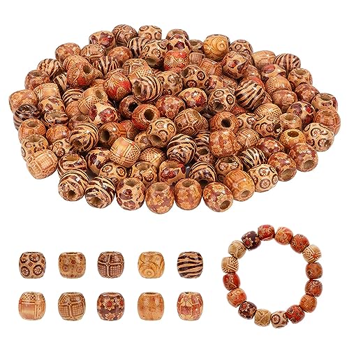 MUYAPAY 300stk Holzperlen mit großem Loch,Gedrucktes Muster Natürliche Ovale Holzperlen, Auffädeln Holzkugel Abstandshalter Perlen Bastelnperlen für Dekorative DIY-Kunst,Deko MUYAPAY 300stk Holzperlen mit großem Loch,Gedrucktes Muster Natürliche Ovale Holzperlen, Auffädeln Holzkugel Abstandshalter Perlen Bastelnperlen für Dekorative DIY-Kunst,Deko von MUYAPAY