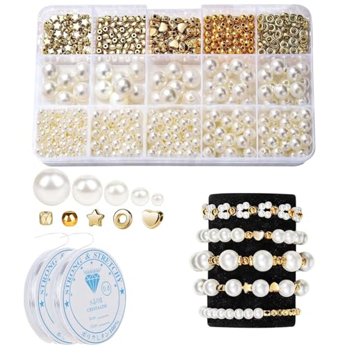 MUYAPAY 720 Stück Armbänder Selber Machen, Gold Perlen für Armbänder, Perlen Set Armbänder mit Elastischer Kordel, Perlen zum Auffädeln für DIY, für Armband, Halskette, Schmuckherstellung MUYAPAY 720 Stück Armbänder Selber Machen, Gold Perlen für Armbänder, Perlen Set Armbänder mit Elastischer Kordel, Perlen zum Auffädeln für DIY, für Armband, Halskette, Schmuckherstellung von MUYAPAY