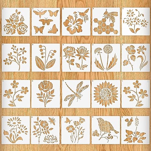 Brandmalerei Vorlagen Schablonen Textilgestaltung, 20 Stück Blumen Vogel Schablonen Malen, DIY Wandgestaltung Malschablonen der Vogel Schmetterling Libelle Blume,Vorlagen für Scrapbooking Möbel Brandmalerei Vorlagen Schablonen Textilgestaltung, 20 Stück Blumen Vogel Schablonen Malen, DIY Wandgestaltung Malschablonen der Vogel Schmetterling Libelle Blume,Vorlagen für Scrapbooking Möbel von MUYAPAY